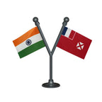 India & Wallis & Futuna Islands Dual Car Dashboard Flag of 2in x 3in With A Plastic Base