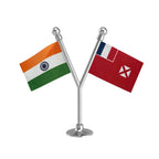 India & Wallis & Futuna Islands Dual Car Dashboard Flag of 2in x 3in With A Plastic Base
