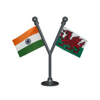 India & Wales Dual Car Dashboard Flag of 2in x 3in With A Plastic Base