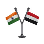 India & Yemen Dual Car Dashboard Flag of 2in x 3in With A Plastic Base