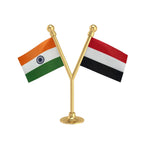 India & Yemen Dual Car Dashboard Flag of 2in x 3in With A Plastic Base