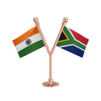India & South Africa Dual Car Dashboard Flag of 2in x 3in With A Plastic Base