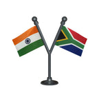 India & South Africa Dual Car Dashboard Flag of 2in x 3in With A Plastic Base
