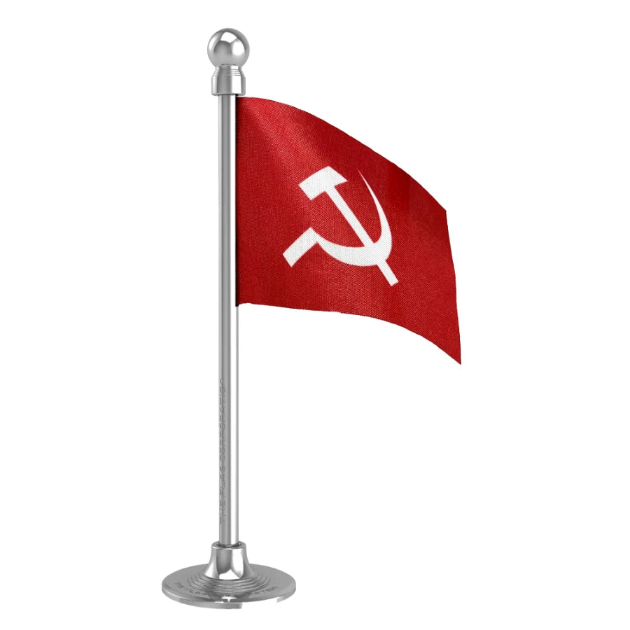 CPIM Communist Party of India Marxist Car Dashboard Flag of 2in x 3in With A Steel or Plastic Base