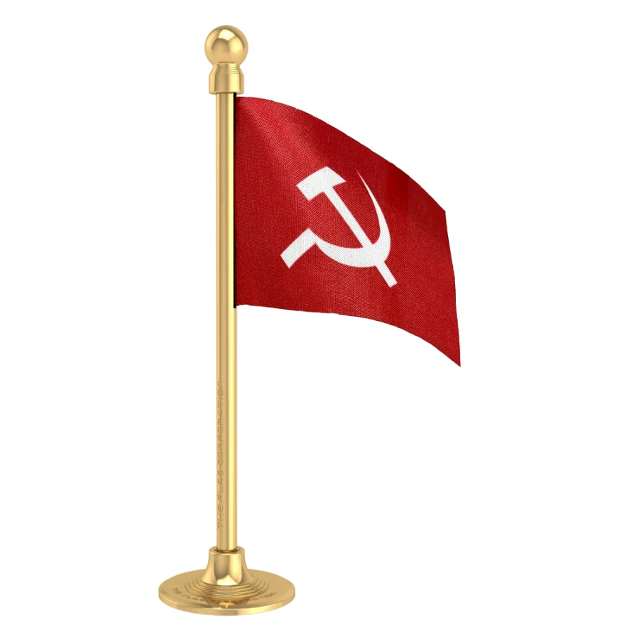 CPIM Communist Party of India Marxist Car Dashboard Flag of 2in x 3in With A Steel or Plastic Base