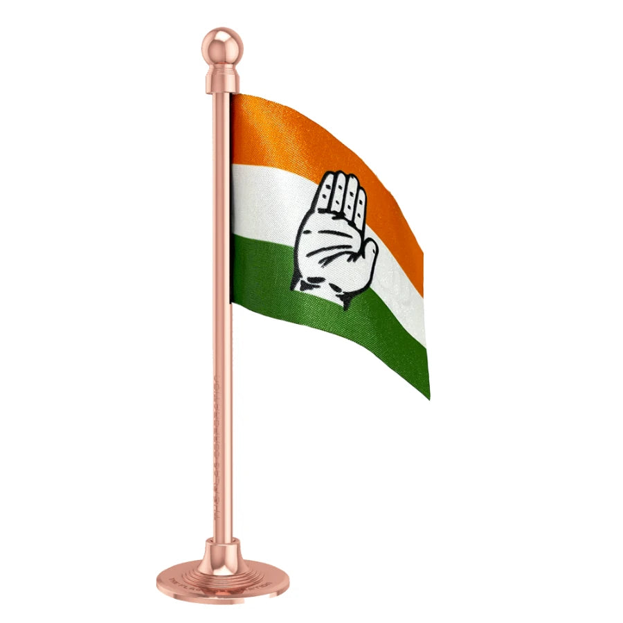 INC Indian National Congress Car Dashboard Flag of 2in x 3in With A Steel or Plastic Base