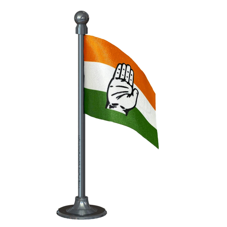INC Indian National Congress Car Dashboard Flag of 2in x 3in With A Steel or Plastic Base