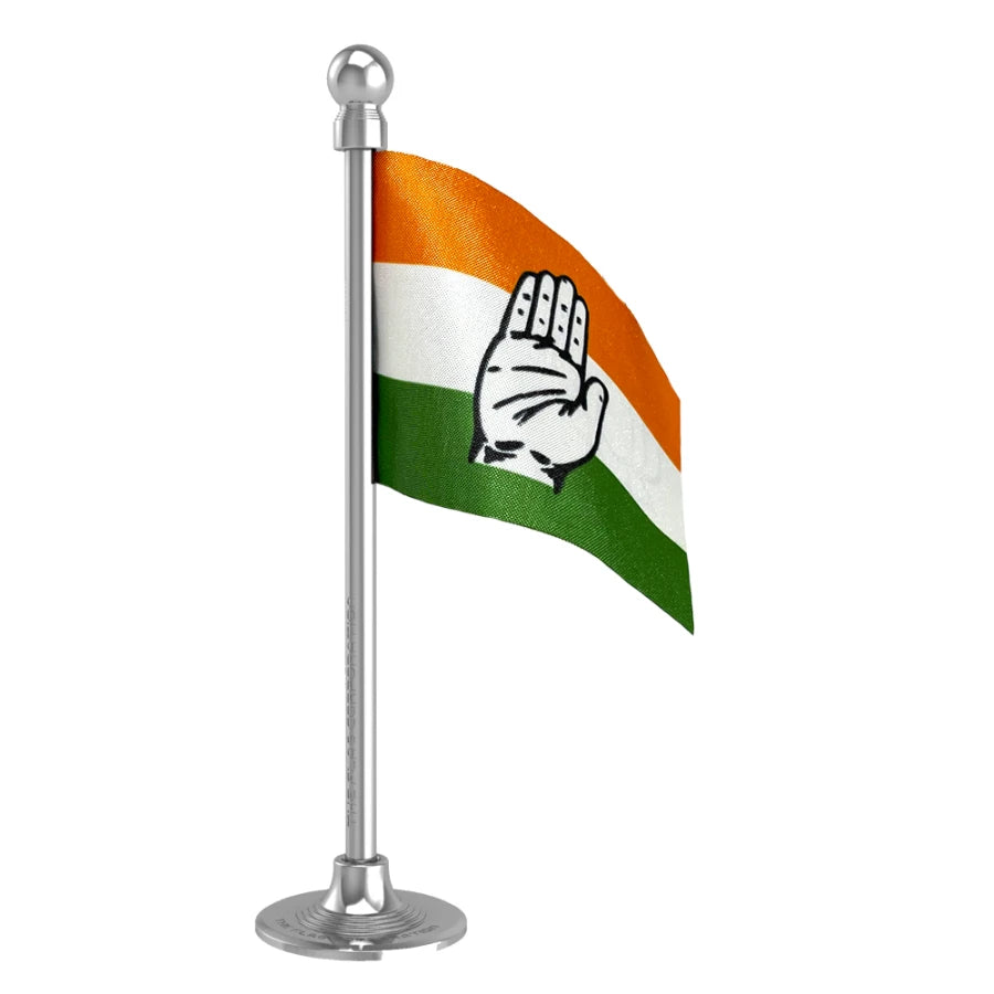 INC Indian National Congress Car Dashboard Flag of 2in x 3in With A Steel or Plastic Base