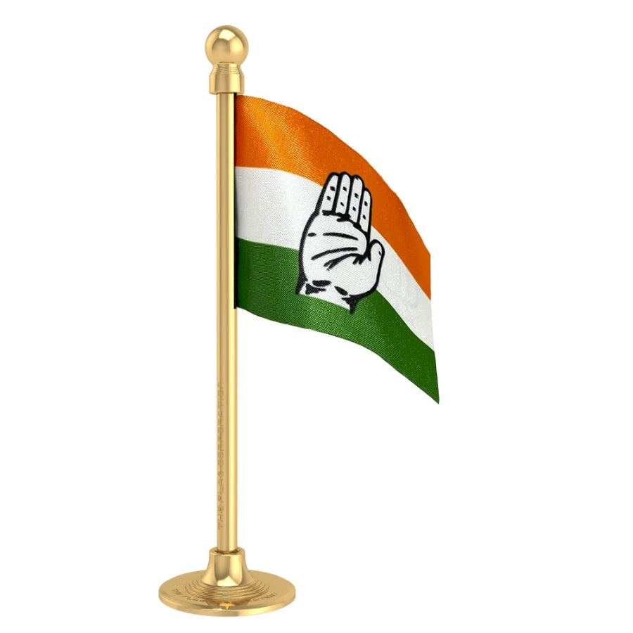INC Indian National Congress Car Dashboard Flag of 2in x 3in With A Steel or Plastic Base