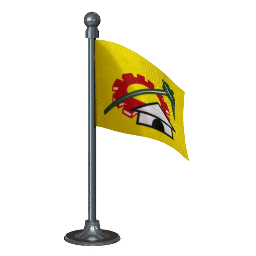 TDP Telugu Desam Party Car Dashboard Flag of 2in x 3in With A Steel or Plastic Base