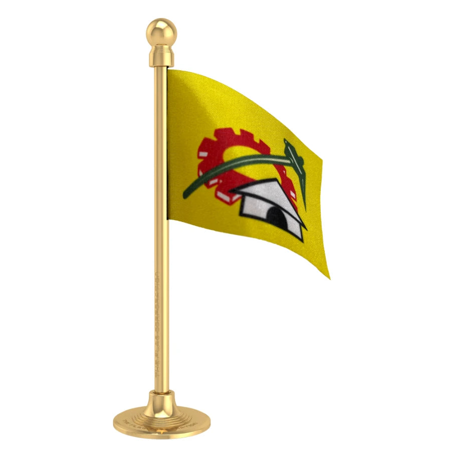 TDP Telugu Desam Party Car Dashboard Flag of 2in x 3in With A Steel or Plastic Base