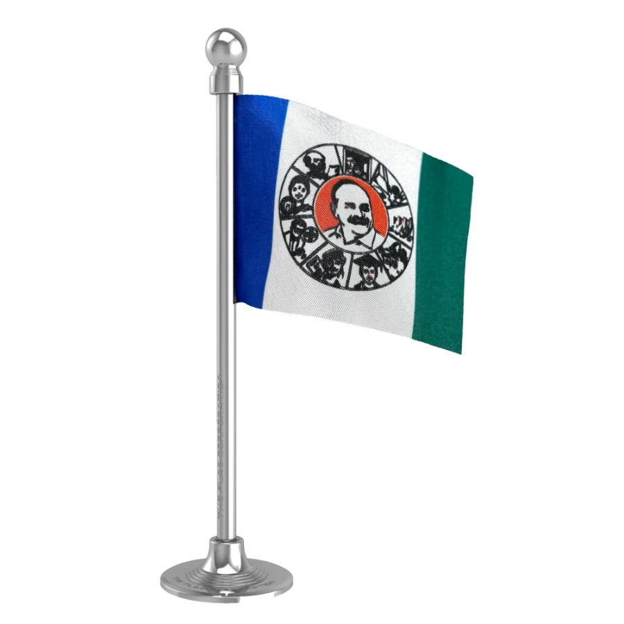 YSR Congress Party Car Dashboard Flag of 2in x 3in With A Steel or Plastic Base