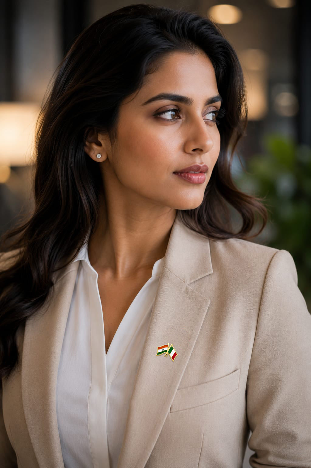 India–Italy Flag Gold-Plated Brass Lapel Pin
