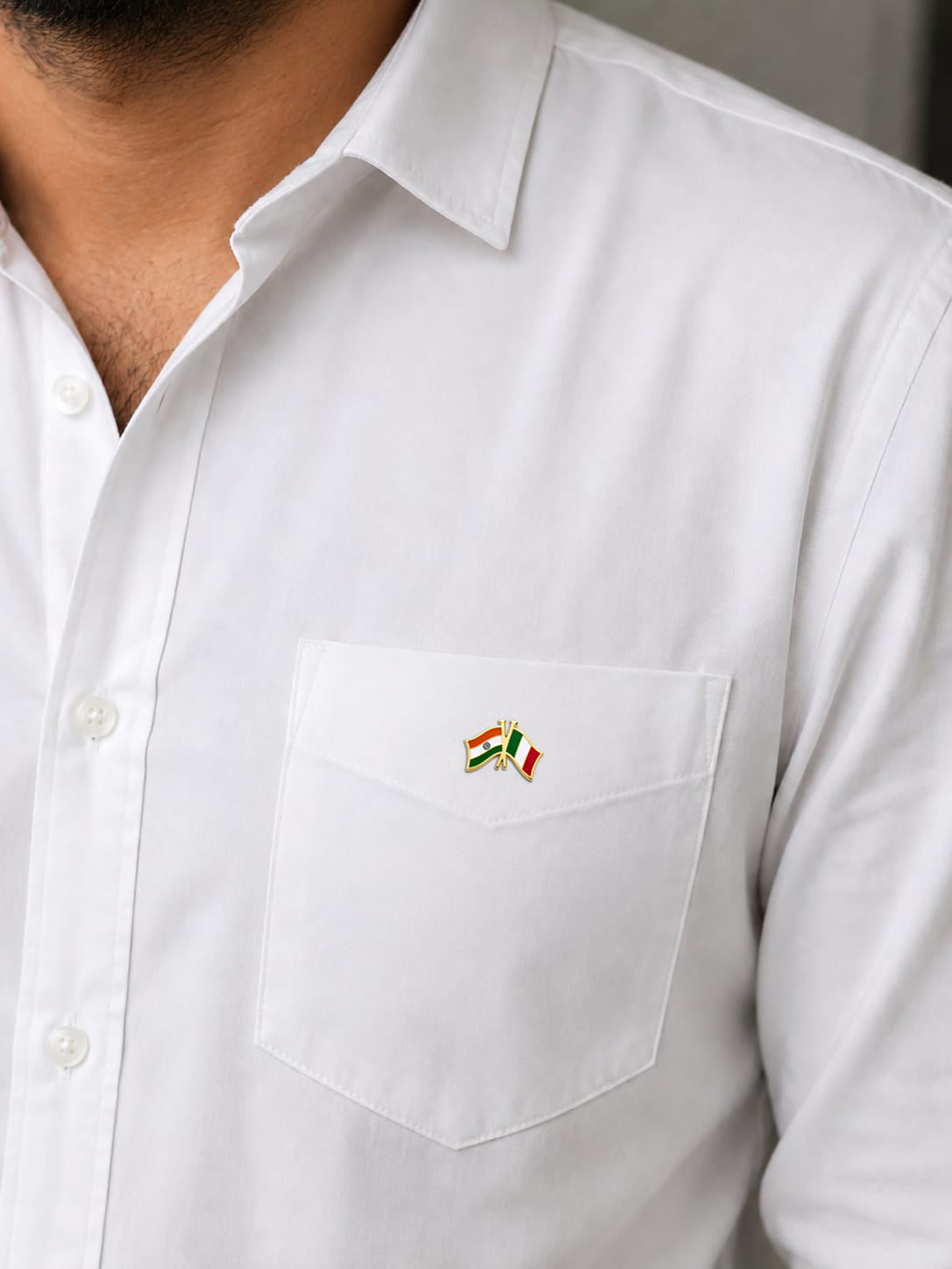 India–Italy Flag Gold-Plated Brass Lapel Pin