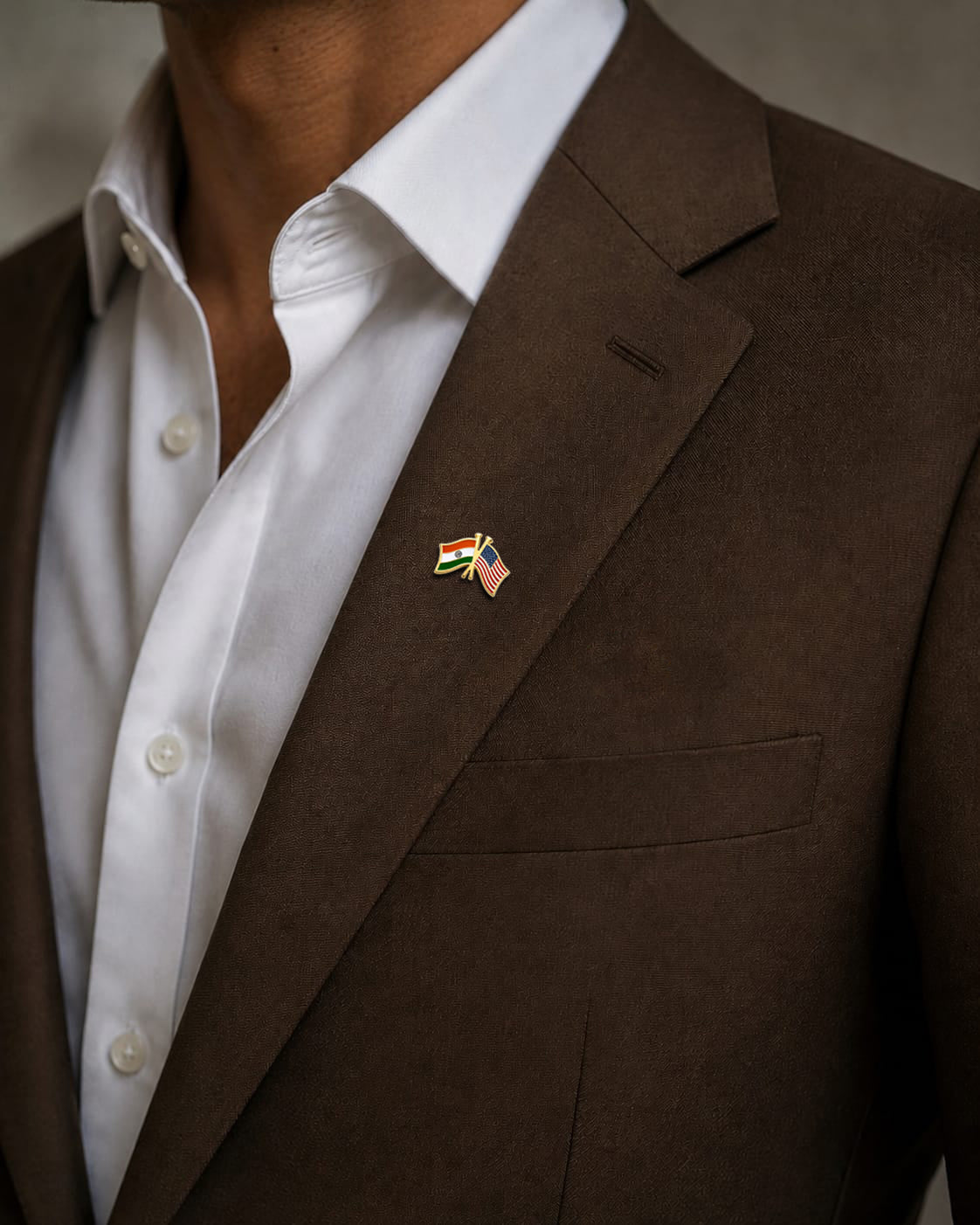 India–USA Flag Gold-Plated Brass Lapel Pin