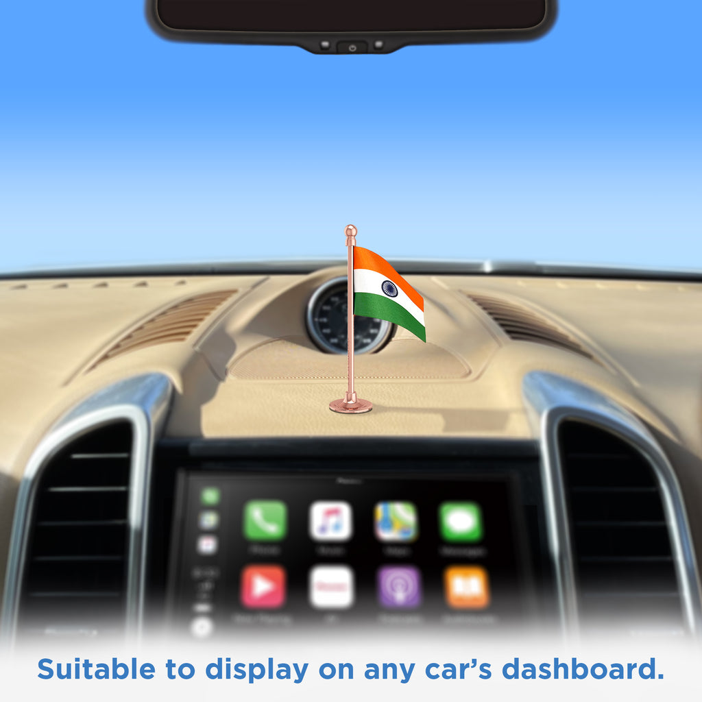 Indian Car Dashboard Flag of 2in x 3in With A Steel or Plastic Base