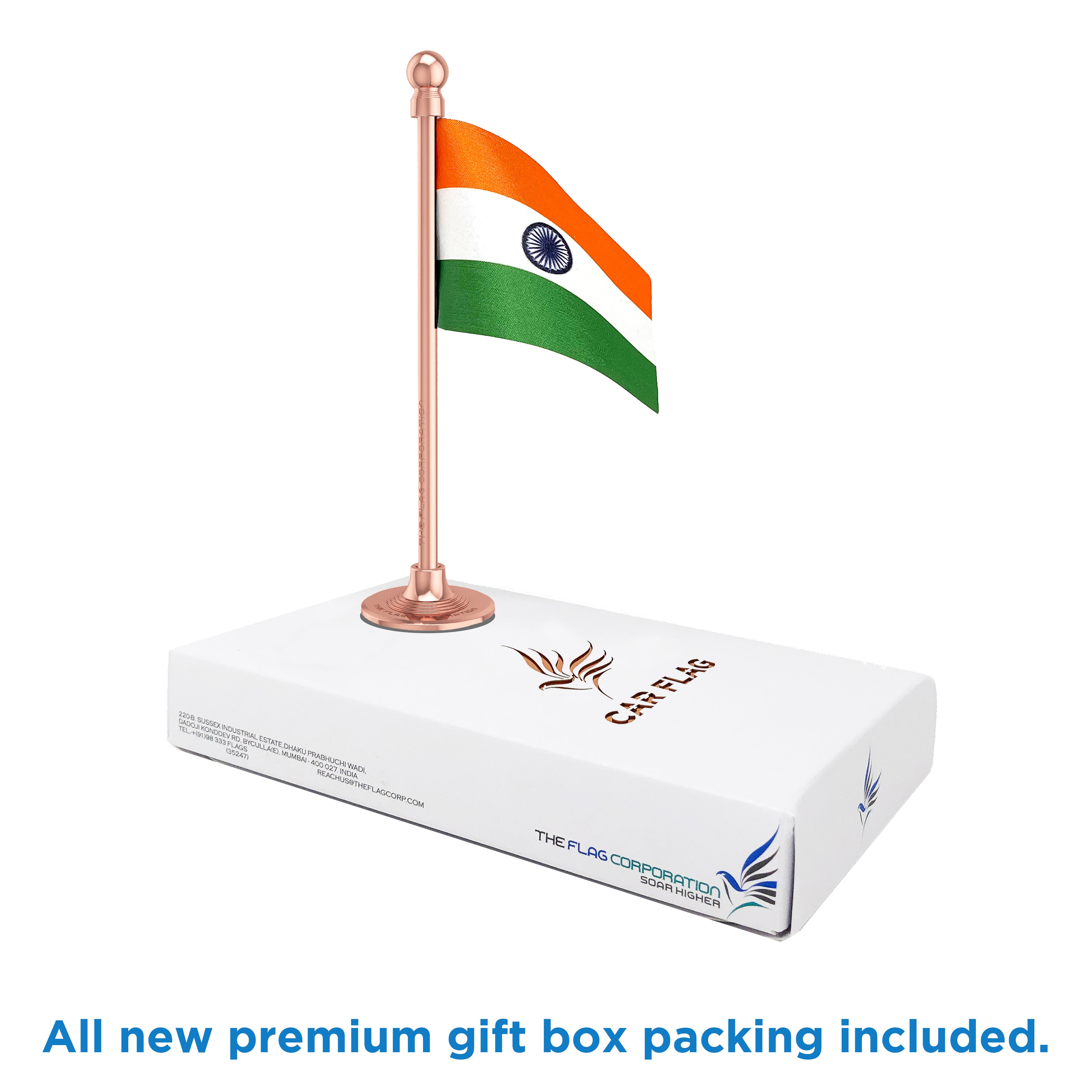 Indian Car Dashboard Flag of 2in x 3in With A Steel or Plastic Base