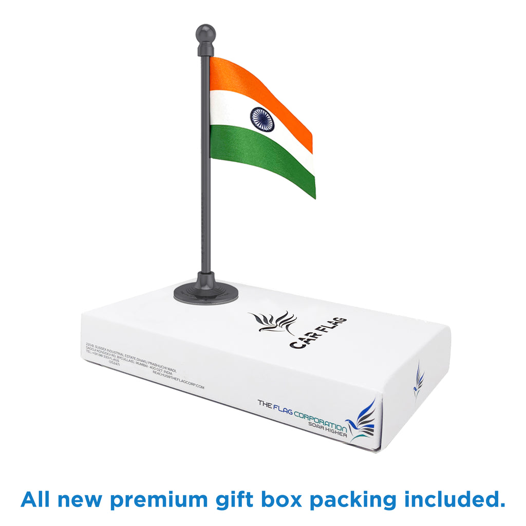 Indian Car Dashboard Flag of 2in x 3in With A Steel or Plastic Base