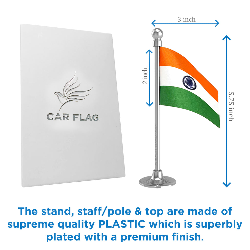 Indian Car Dashboard Flag of 2in x 3in With A Steel or Plastic Base