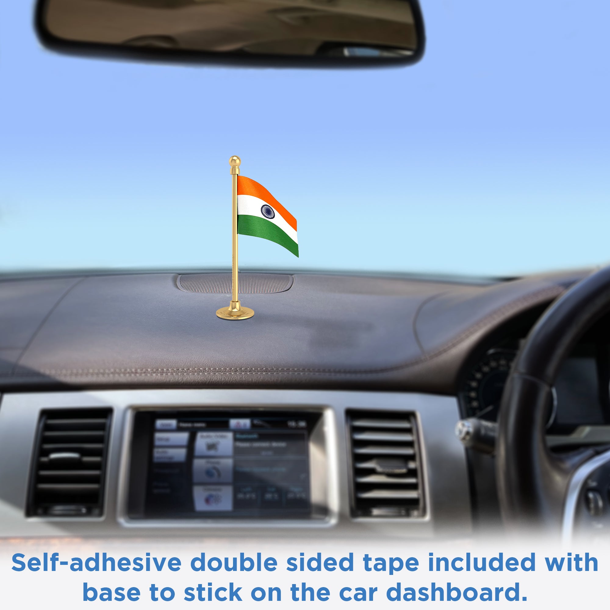Indian Car Dashboard Flag of 2in x 3in With A Steel or Plastic Base