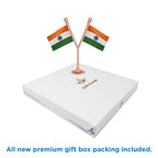 Dual Indian Car Dashboard Flags of 2in x 3in With A Plastic Base