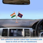 India & Delhi Police Car Dashboard Flag of 2in x 3in With A Plastic Base