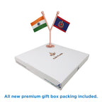 India & Delhi Police Car Dashboard Flag of 2in x 3in With A Plastic Base