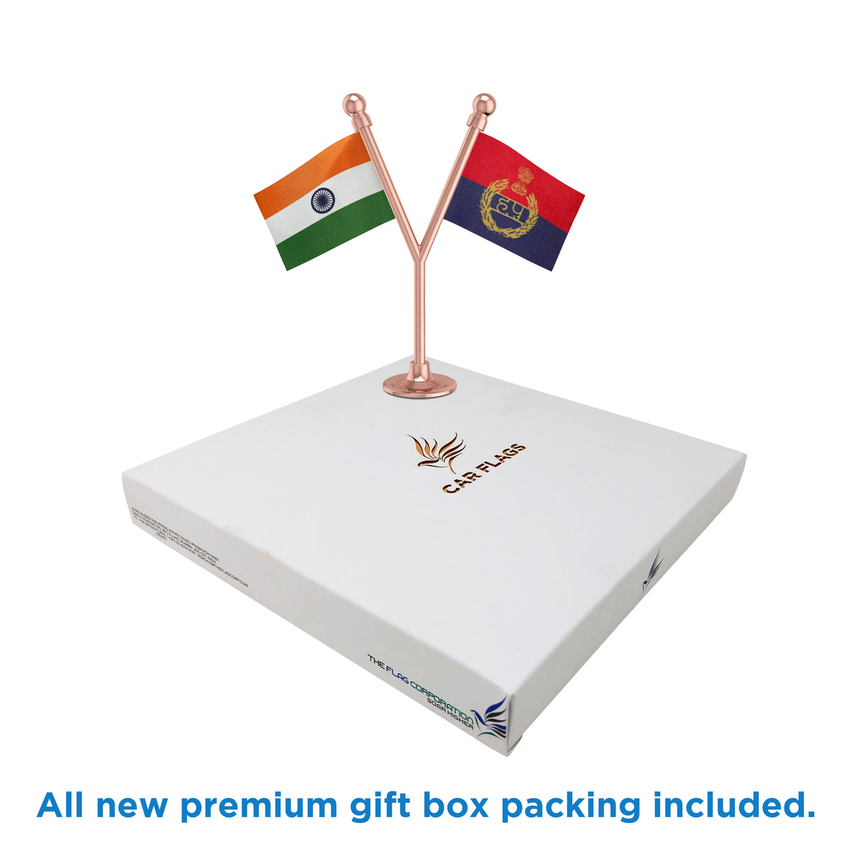 India & Haryana Police Car Dashboard Flag of 2in x 3in With A Plastic Base