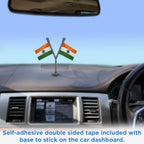 Dual Indian Car Dashboard Flags of 2in x 3in With A Plastic Base
