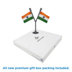Dual Indian Car Dashboard Flags of 2in x 3in With A Plastic Base