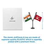 India & JKNC Jammu & Kashmir National Conference Dual Car Dashboard Flag of 2in x 3in With A Plastic Base