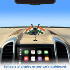 Dual Indian Car Dashboard Flags of 2in x 3in With A Plastic Base