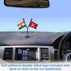 India & JKNC Jammu & Kashmir National Conference Dual Car Dashboard Flag of 2in x 3in With A Plastic Base