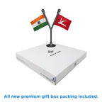 India & JKNC Jammu & Kashmir National Conference Dual Car Dashboard Flag of 2in x 3in With A Plastic Base