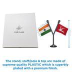 India & JKNC Jammu & Kashmir National Conference Dual Car Dashboard Flag of 2in x 3in With A Plastic Base