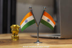 Dual Indian Car Dashboard Flags of 2in x 3in With A Plastic Base