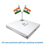 Dual Indian Car Dashboard Flags of 2in x 3in With A Plastic Base