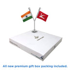 India & JKNC Jammu & Kashmir National Conference Dual Car Dashboard Flag of 2in x 3in With A Plastic Base