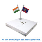 India & Delhi Police Car Dashboard Flag of 2in x 3in With A Plastic Base