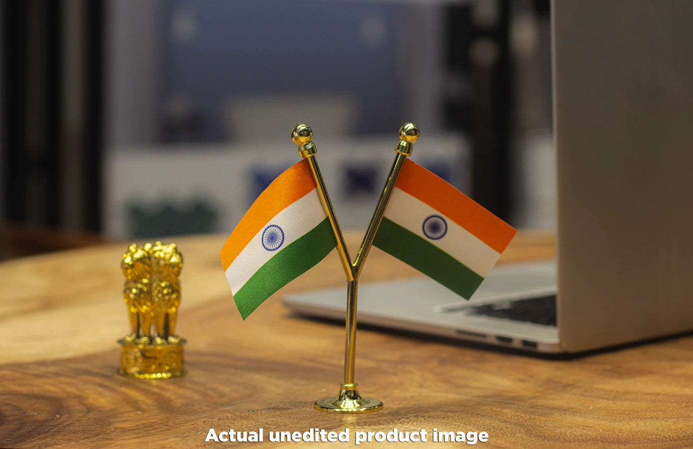 Dual Indian Car Dashboard Flags of 2in x 3in With A Plastic Base