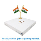 Dual Indian Car Dashboard Flags of 2in x 3in With A Plastic Base