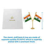 Dual Indian Car Dashboard Flags of 2in x 3in With A Plastic Base