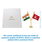 India & JKNC Jammu & Kashmir National Conference Dual Car Dashboard Flag of 2in x 3in With A Plastic Base