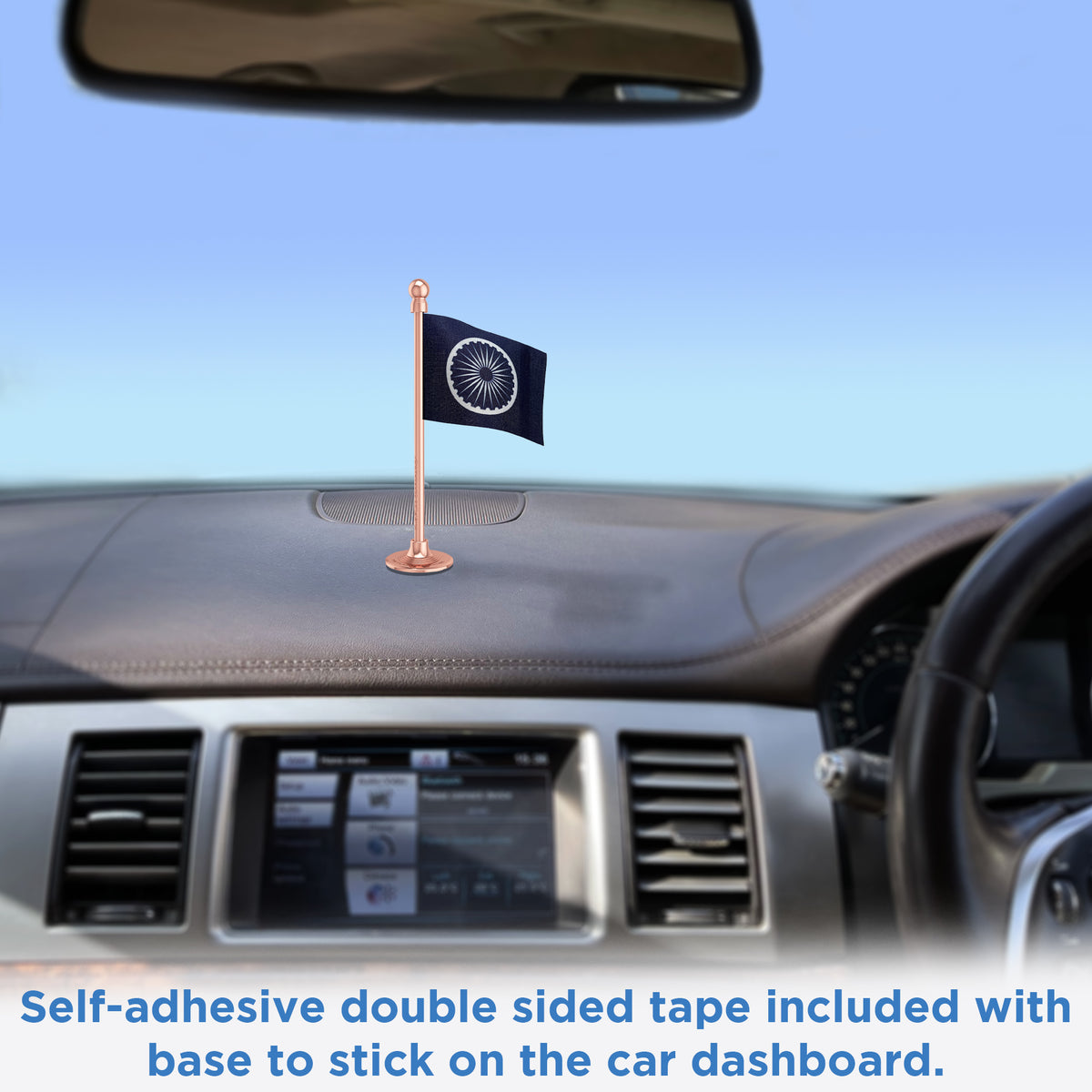 Republican Party Of India (RPI) Car Dashboard Flag of 2in x 3in With A Steel or Plastic Base