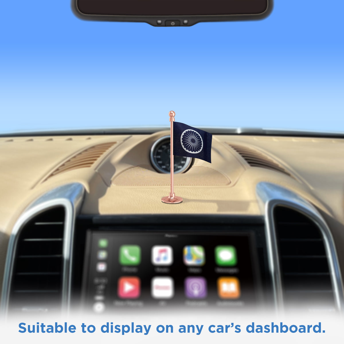 Republican Party Of India (RPI) Car Dashboard Flag of 2in x 3in With A Steel or Plastic Base