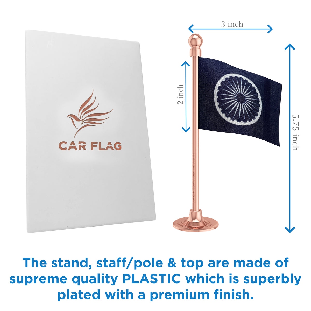 Republican Party Of India (RPI) Car Dashboard Flag of 2in x 3in With A Steel or Plastic Base
