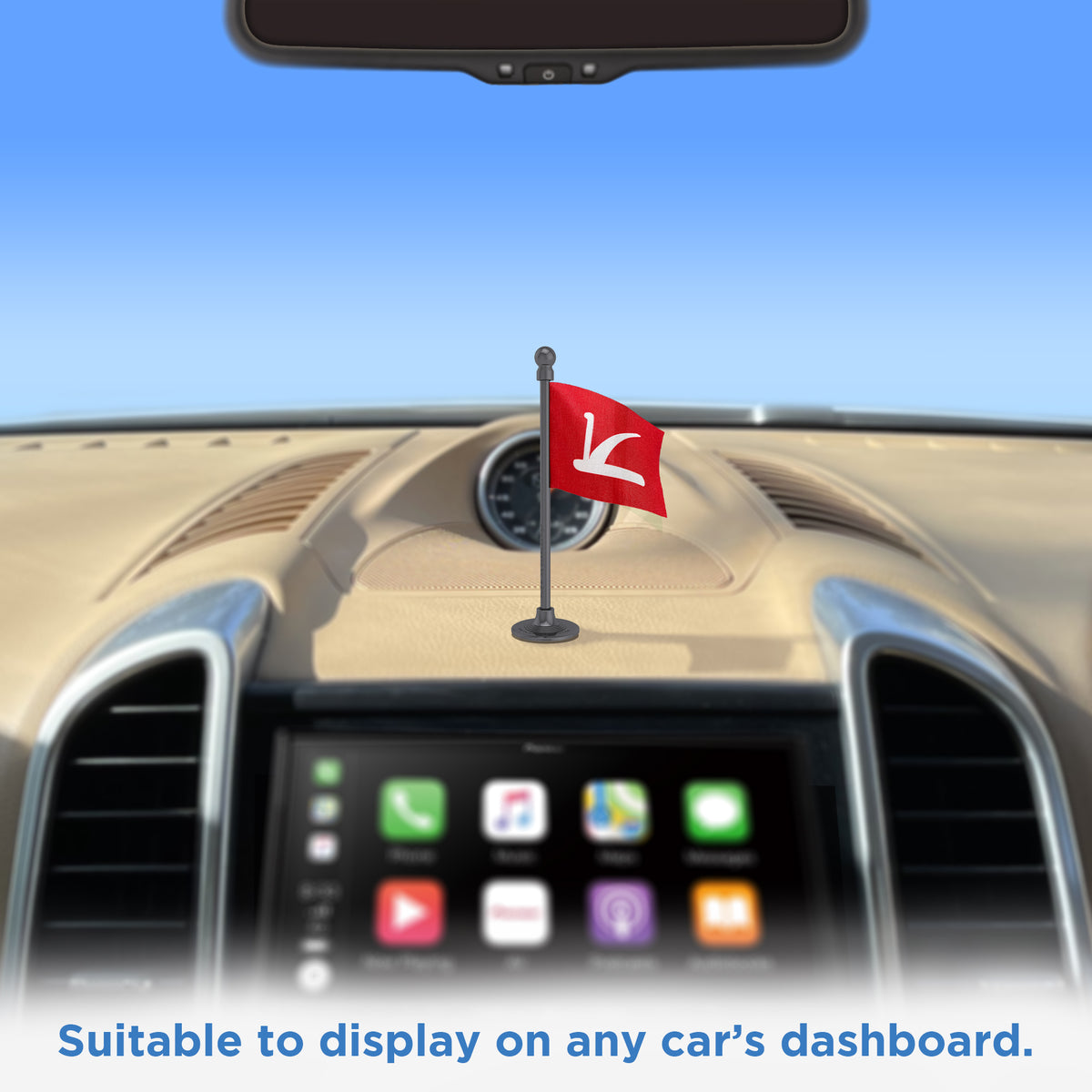JKNC Jammu & Kashmir National Conference Car Dashboard Flag of 2in x 3in With A Steel or Plastic Base