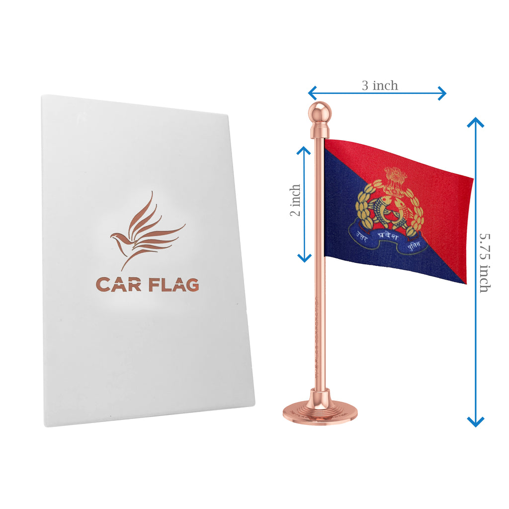 Uttar Pradesh Police Car Dashboard Flag of 2in x 3in With A Steel or Plastic Base