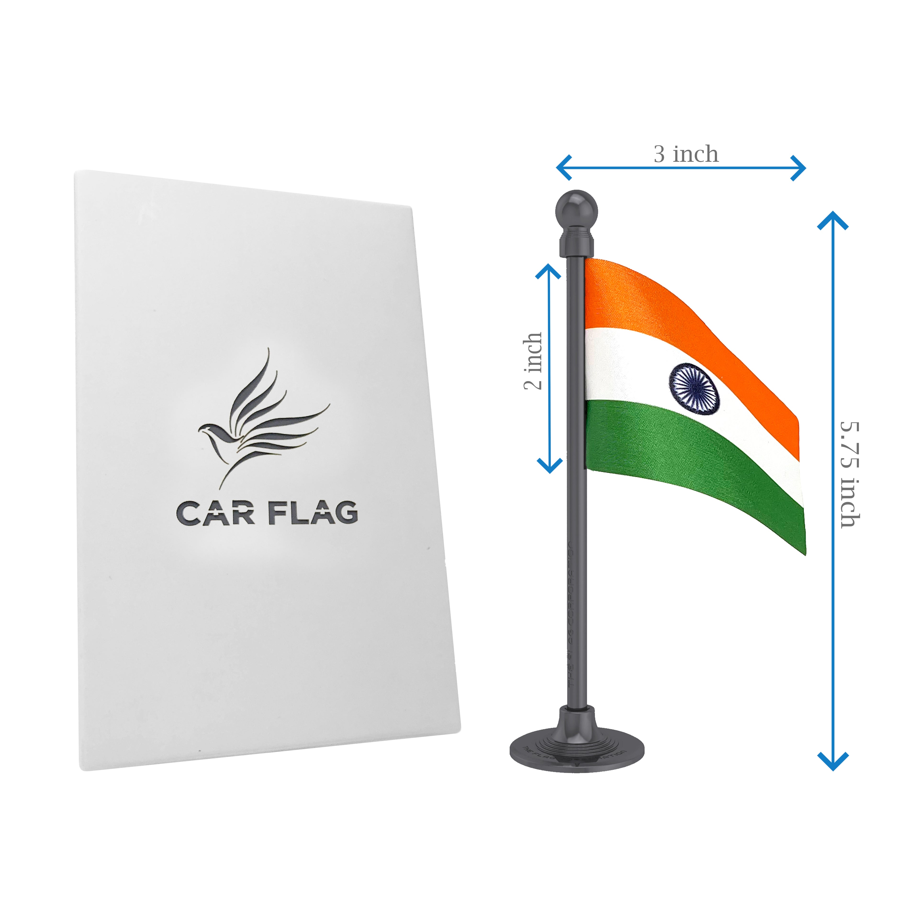 Indian Car Dashboard Flag of 2in x 3in With A Steel or Plastic Base
