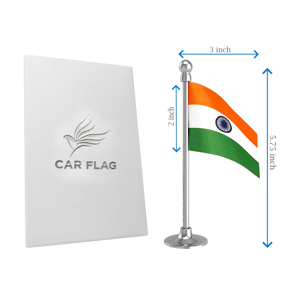 Indian Car Dashboard Flag of 2in x 3in With A Steel or Plastic Base